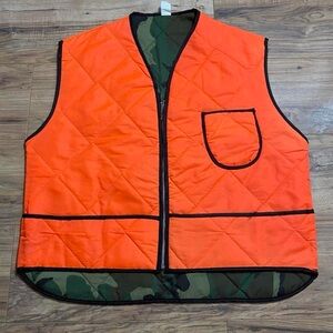 Men’s Vintage 90s Reversible Camouflage & Orange Zip Up Vest Made in USA